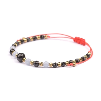 Bransoletka czarny TURMALIN ANGELIT HEMATYT ochrona i sprawiedliwość